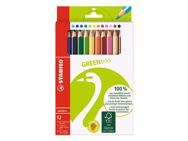 Stabilo STABILO Buntstifte "GREENtrio" dick, farbig sortiert, 12 Stk. – Produktbild 1 von 1