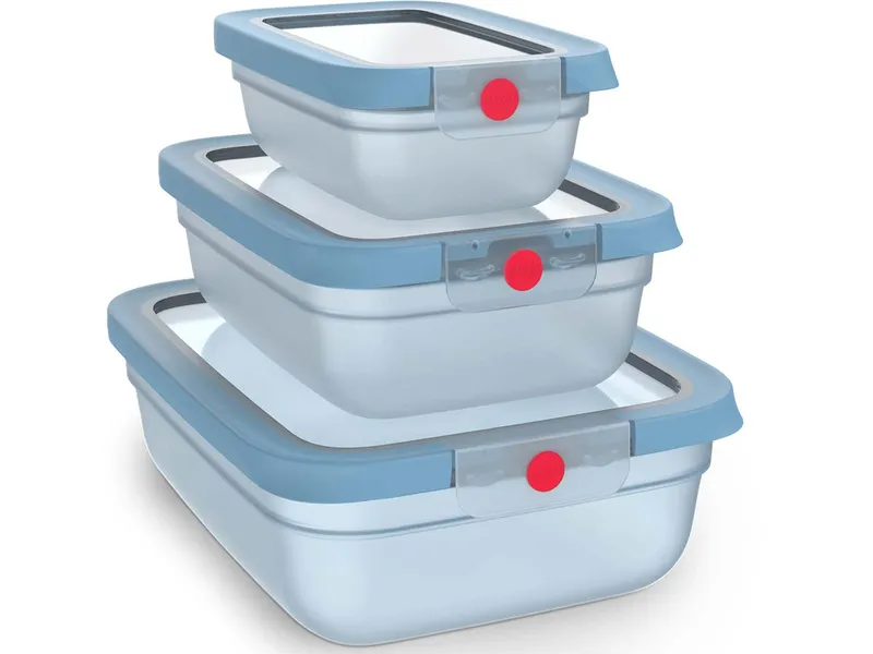 EMSA EMSA 3er-Set Frischhaltedosen aus Kunststoff "oneClick" 0,5l, 1,2l, 2,3 l, Blau, – Produktbild 2 von 6
