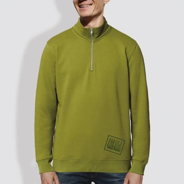 little kiwi little kiwi Herren Sweater mit Reißverschluss, "Kurz und gut", Moss green, – Produktbild 1 von 1