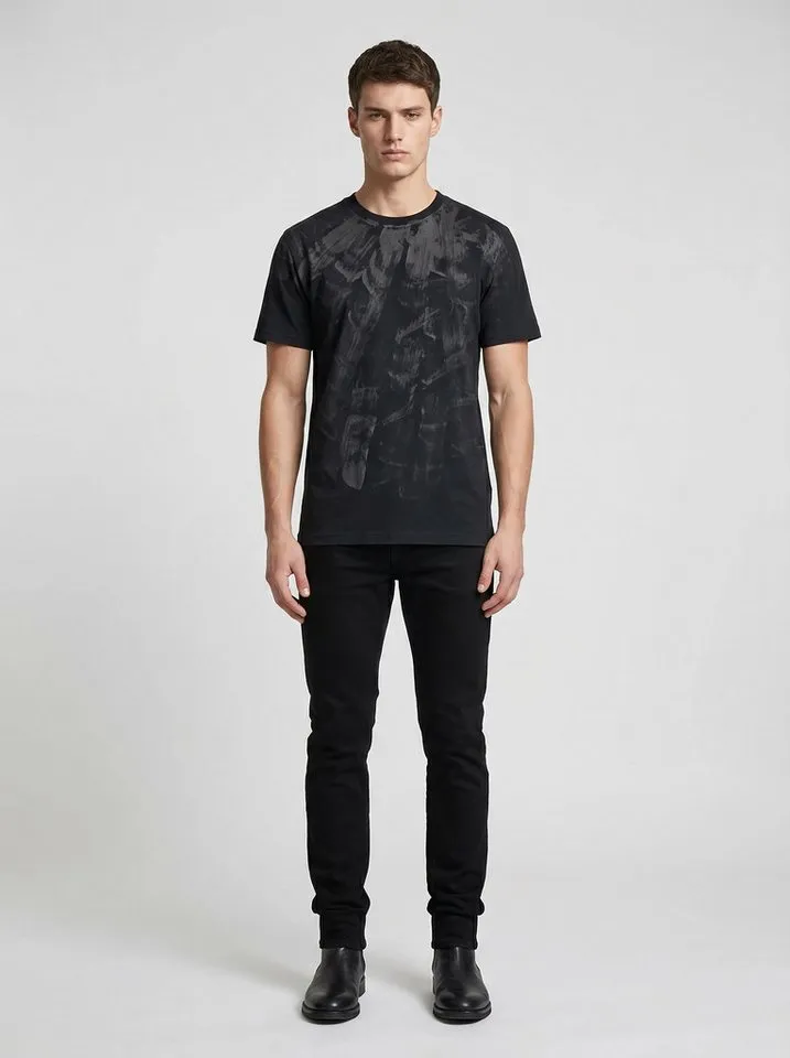 ENVYME T-Shirt Handbemalt Unikat Regular Fit 100% Bio-Baumwolle Kunst Kurzarm, Schwarz, – Produktbild 4 von 4