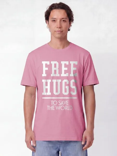 watapparel watapparel T-Shirt Unisex Free hugs to save the world, Bubble pink, – Produktbild 2 von 2