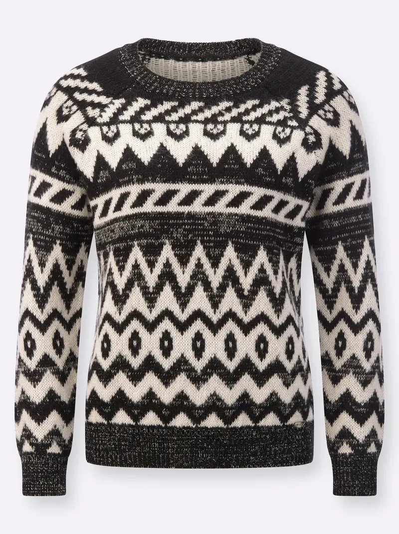 Witt Norwegerpullover, Elfenbein-schwarz-gemustert, – Produktbild 1 von 2