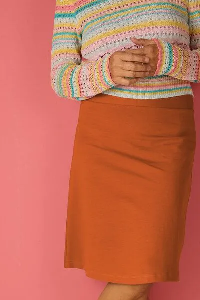 La Gitana La Gitana Rock A-Linie „June“ – lange Variante, aus Bio-Baumwolljersey – fair & nachhaltig, Terracotta, – Produktbild 2 von 4