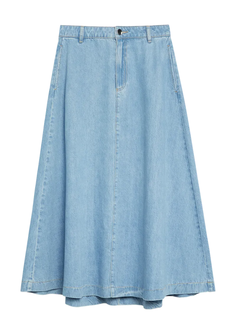 comma Midirock aus Lyocell-Denim in A-Linie, Blau, – Produktbild 1 von 3
