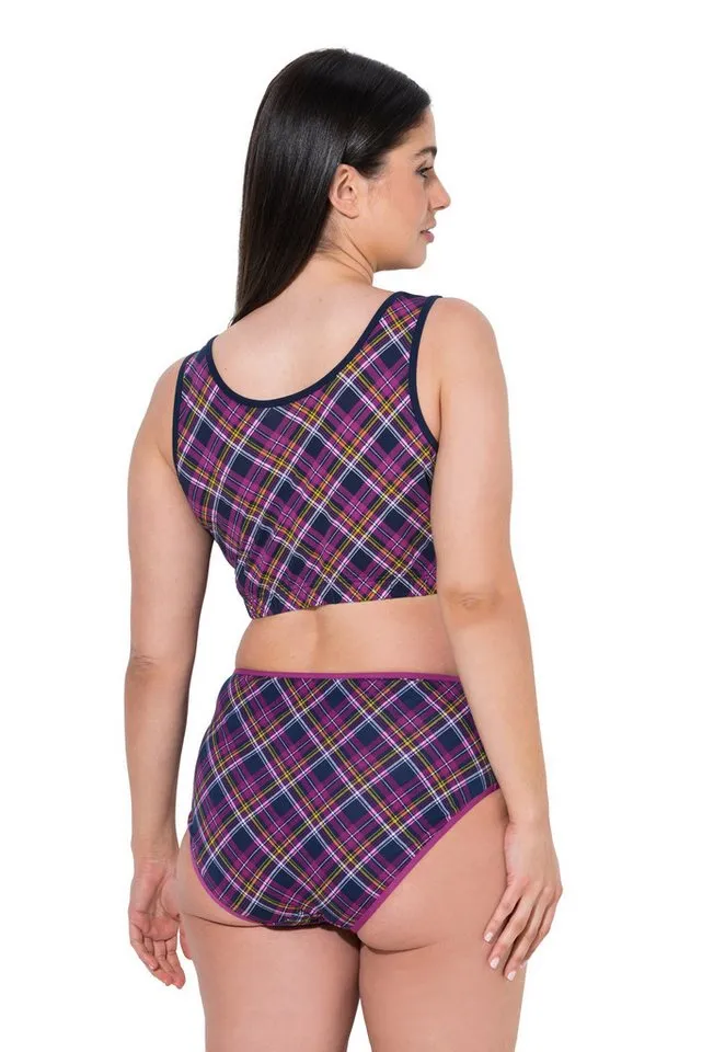 Ulla Popken Bustier Bustiers 2er-Pack einfarbig/kariert, Lila, – Produktbild 4 von 4