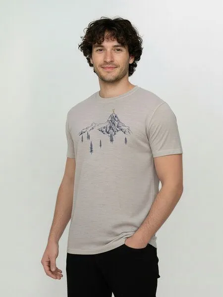 GreenBomb GREENBOMB Bike Destination Loom - Funktionales T-Shirt aus Merino-Wolle / hochwertiger Print / Fair & Vegan, Grau (sandstone), – Produktbild 1 von 4