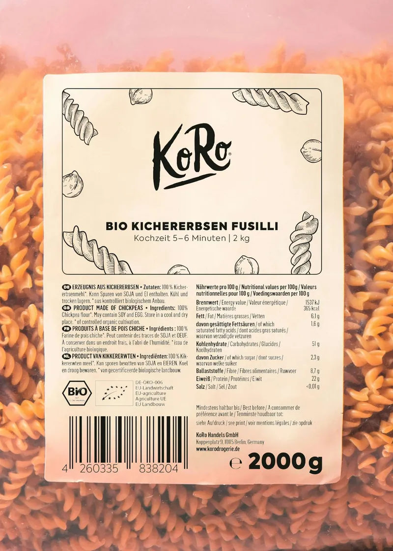 KoRo Bio Fusilli aus Kichererbsen 2 kg – Produktbild 3 von 5