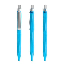 prodir prodir® Druckkugelschreiber QS20 Soft Touch PRS Push, blaue Mine, cyanblau/silber satiniert, Silber / hellblau, – Produktbild 1 von 1