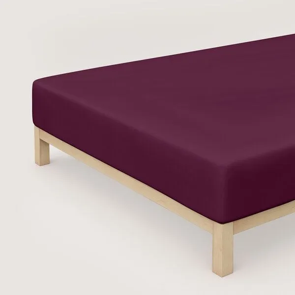 Schlafgut Schlafgut Boxspring Spannbettlaken Pure 95% Biobaumwolle, 5% Elasthan - Matratzenhöhe bis 40cm, Purple deep, – Produktbild 1 von 4