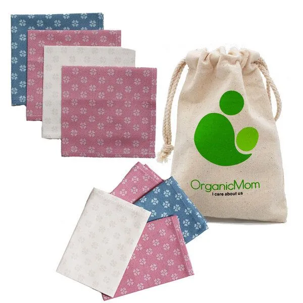 OrganicMom® OrganicMom® 4 handgenähte Stofftaschentücher aus Bio-Baumwolle inkl. Beutel aus Baumwolle – Produktbild 3 von 3
