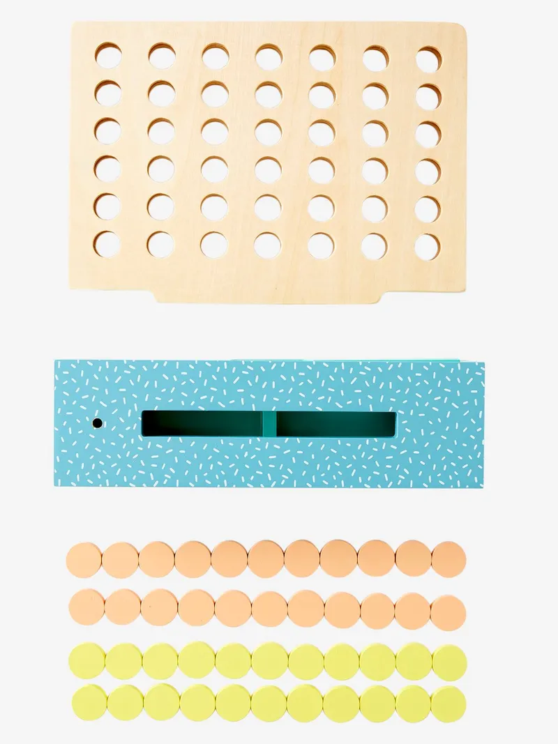 Vertbaudet Kinder Spiel VIER GEWINNT aus Holz FSC®, Braun/blau, – Produktbild 3 von 4