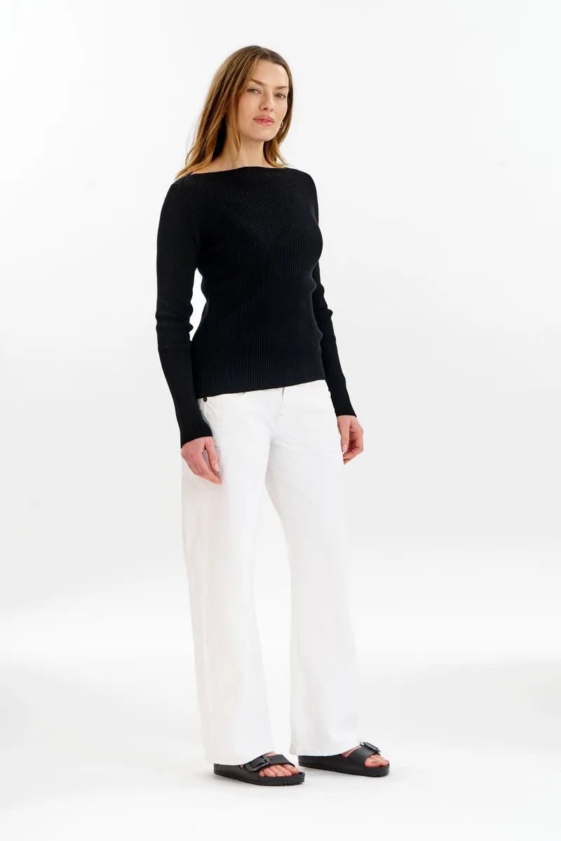 KOMODO KOMODO Damen vegan Strick-Top Rippe Wasabi Schwarz, Schwarz, – Produktbild 2 von 2