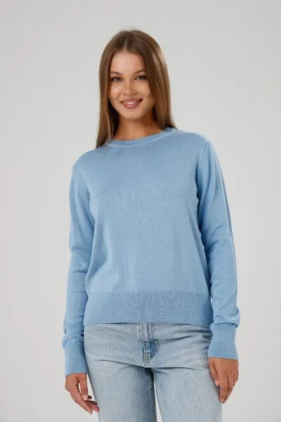 GORG GORG Damen Strickpullover mit Rundhalsausschnitt, Hellblau, – Produktbild 1 von 4