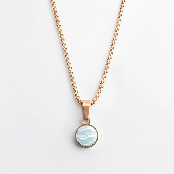 ALEXASCHA ALEXASCHA Kurze Kette mit Anhänger | Mix & Match | Roségold, Himmelblau, – Produktbild 1 von 4