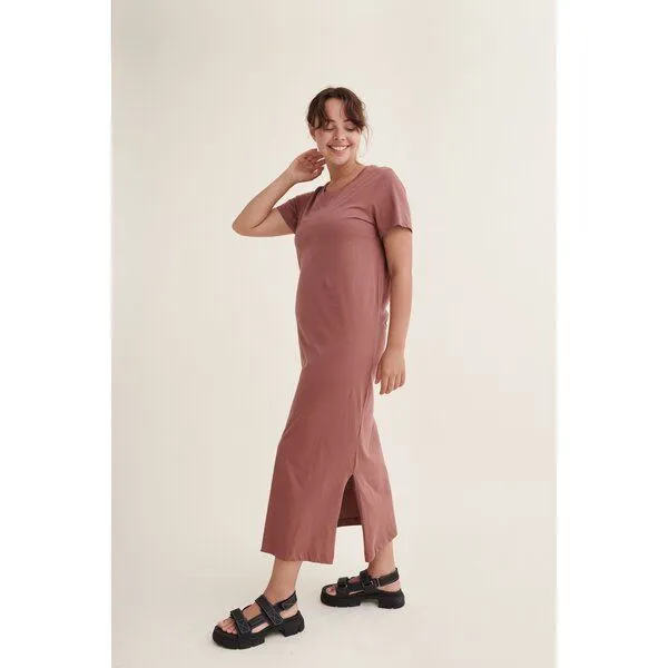 Basic Apparel Basic Apparel T-Shirt Kleid REBEKKA aus Bio-Baumwolle, Braun (mink), – Produktbild 1 von 2
