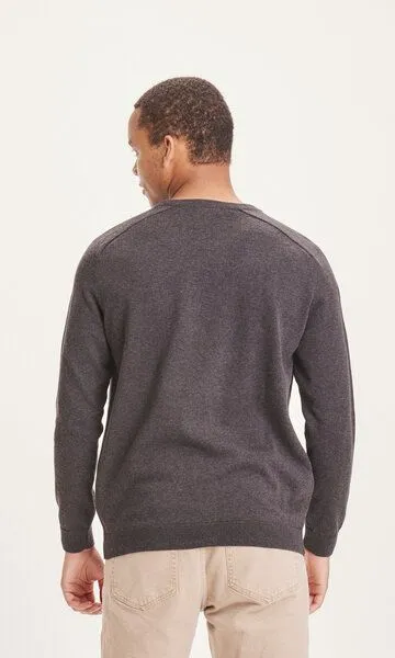 KnowledgeCotton Apparel KnowledgeCotton Apparel Pullover - FIELD O-Neck Long Stable Knit - aus Pima-Biobaumwolle, Schwarz (black jet), – Produktbild 3 von 4
