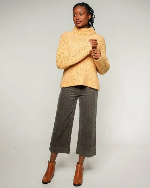 Alma & Lovis Alma & Lovis Multicolor Rippenpullover im Alpaka-Mix | Fancy Rolli, Gold (gelb), – Produktbild 2 von 4
