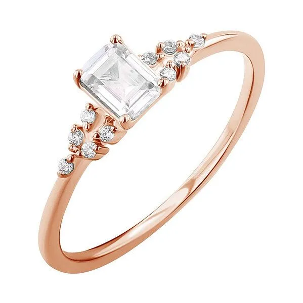 Eppi Eppi Verlobungsring mit Moissanit in Emerald-Form Adva, Rosa, – Produktbild 2 von 4