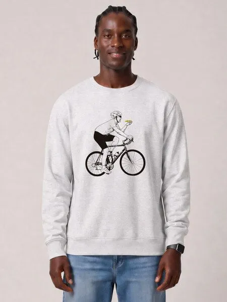 watapparel watapparel Sweatshirt Unisex Fahrrad und Pizza, Cool heather grey, – Produktbild 2 von 2