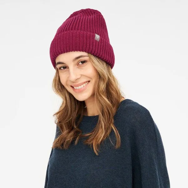 WiDDA berlin WiDDA berlin LANA gerippte Beanie aus Bio-Baumwolle, Bordeaux, – Produktbild 1 von 3