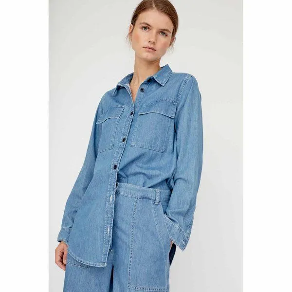 Basic Apparel Basic Apparel Hemdbluse ROSE aus Bio-Baumwolle, Blau (faded denim), – Produktbild 1 von 4