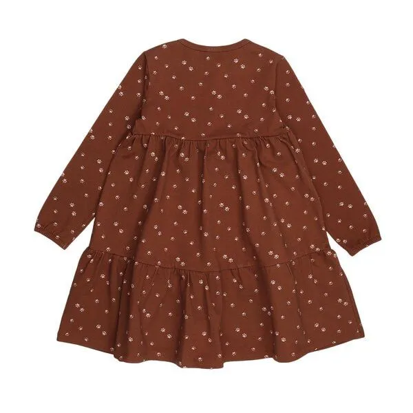 Walkiddy Walkiddy Kinder Kleid GOTS-zertifiziert aus Bio-Baumwolle braun mit Tierpfoten-Muster, Braun, – Produktbild 2 von 2