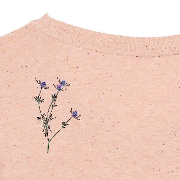 Spangeltangel Spangeltangel Damenshirt mit Distel-Motiv aus Bio-Baumwolle, Natur-Motiv, Rosa, – Produktbild 4 von 4