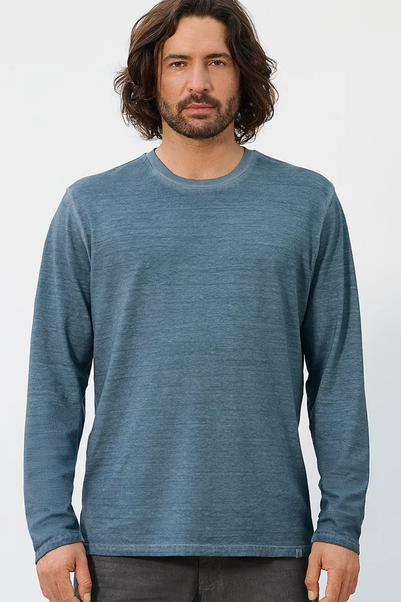 HempAge Hempage Herren vegan Langarmhemd Im Used Look Taubeblau, Blau, – Produktbild 2 von 2