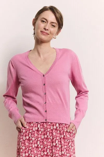 Tranquillo Tranquillo Strickjacke Linaa aus Bio-Baumwolle, Rose, – Produktbild 3 von 6