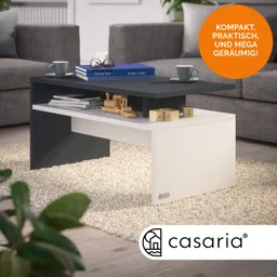 Casaria® Couchtisch Sacramento Weiß/Anthrazit 95x55x50cm – Produktbild 1 von 1
