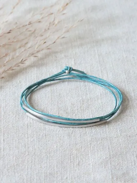 pikfine pikfine Tube Armband “Tingval” silber, Aquamarin, – Produktbild 1 von 4