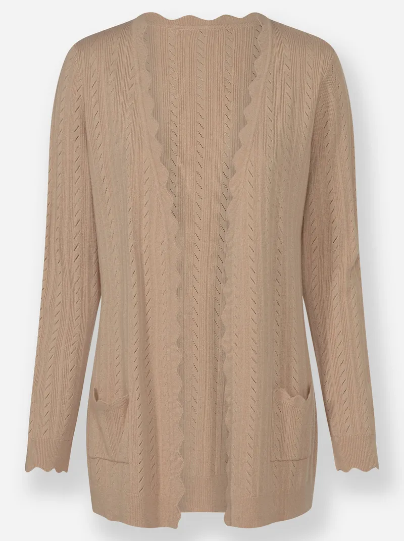 Witt Ajourstrickjacke, Beige, – Produktbild 1 von 2
