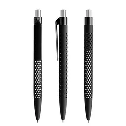 prodir prodir® Druckkugelschreiber QS40 Soft Touch PRP Push, blaue Mine, schwarz/silber satiniert – Produktbild 1 von 1