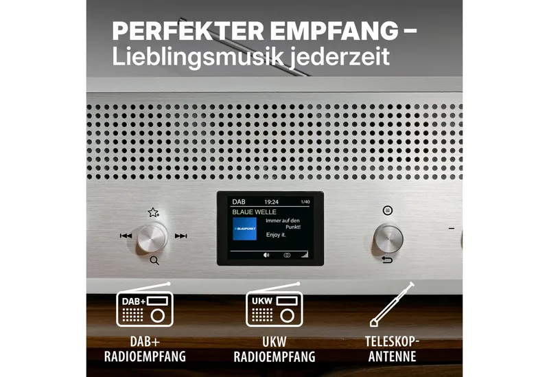 Blaupunkt Blaupunkt Verona Radio (Retro-Design, Bluetooth 5.0, UKW/DAB+ Digitalradio, Farbdisplay), Weiß, – Produktbild 3 von 4