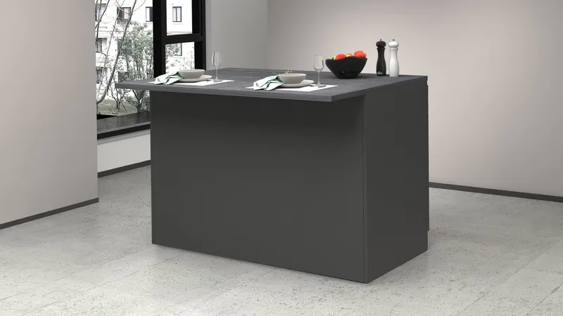 KOCHSTATION Kücheninsel KS-Sole, Breite 125 cm, mit 2 Türen, Grau, – Produktbild 6 von 8