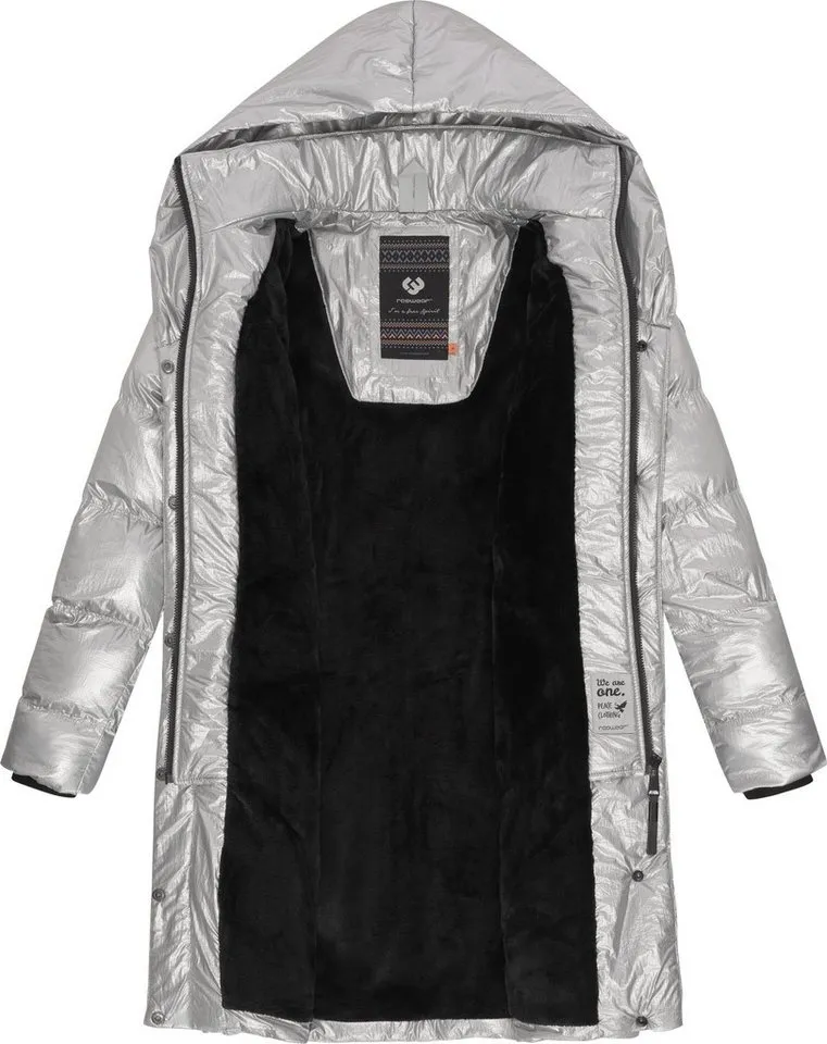 ragwear ragwear Kurzmantel Natalka Bling Damen Wintermantel in schimmernder Optik, Grau, – Produktbild 1 von 4