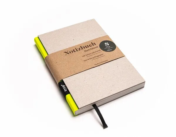 tyyp Notizbuch A6 - perforiert - 100% Recyclingpapier - BerlinBook by tyyp, Neon-gelb, – Produktbild 1 von 4