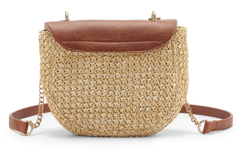 Lascana Lascana Umhängetasche Strandtasche, Minibag, Schultertasche, Tragetasche, Crossbody Bag, Handtasche Damen zum Umhängen in modischer Bast-Optik VEGAN, Braun, – Produktbild 4 von 5