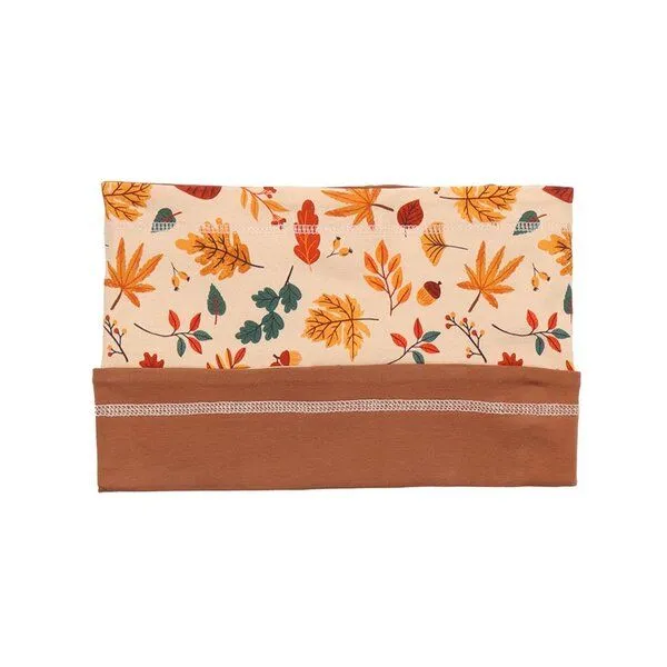 Walkiddy Kinder Loop-Schal GOTS-zertifiziert aus Bio-Baumwolle mit Herbstblättern – Walkiddy, Beige, – Produktbild 2 von 3