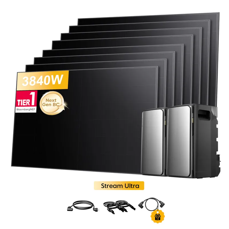 EcoFlow 2x EcoFlow Stream Ultra, All-in-One Speicher für Balkonkraftwerke, mit 8 x 480Wp Sunpro BC Bifazial Full Black Solarmodul, by Powerness - 2x Stream Ultra | 3840Wh / ohne Zubehör / Selbstabholung – Produktbild 1 von 1