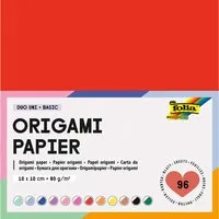 folia folia Faltblätter Origami Papier "Duo Uni" 80g/m², 10×10 cm, 96 Blatt, farbig sortiert – Produktbild 1 von 1