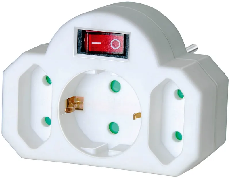 Brennenstuhl brennenstuhl Adapterstecker Euro 2 mit 1 Schutzkontaktadapter, mit Schalter, weiß – Produktbild 1 von 3