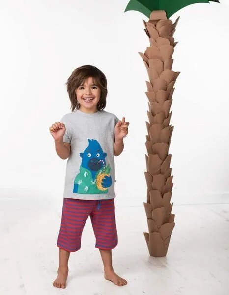 Frugi Frugi T-Shirt Stanley mit Gorilla-Applikation in grau – Produktbild 2 von 3