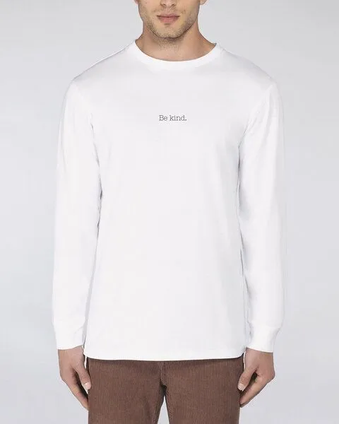 Human Family Human Family Bio Herren Langarmshirt "Shift - Be kind", Weiss, – Produktbild 3 von 4