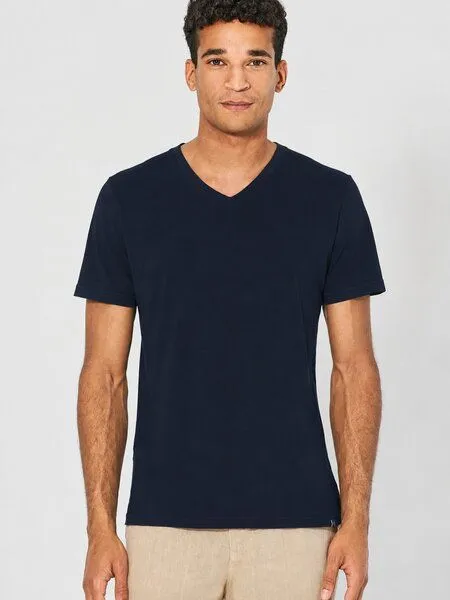 HempAge HempAge V-Kragen T-Shirt Hanf/Biobaumwolle, Navy(blau), – Produktbild 2 von 4