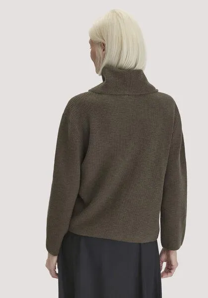 hessnatur hessnatur Strickpullover Relaxed aus reiner Bio-Baumwolle, Vintage oliv, – Produktbild 2 von 4