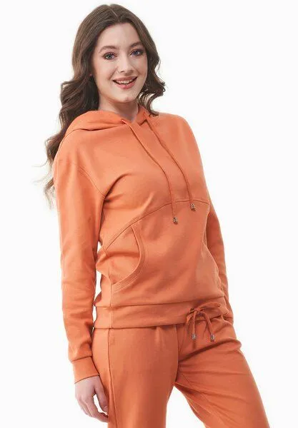ORGANICATION ORGANICATION Leichte Hoodie aus Bio-Baumwolle, Dusty orange, – Produktbild 3 von 4