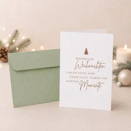 Bow & Hummingbird Bow & Hummingbird Edle Weihnachtskarte mit Spruch „Besinnliche Weihnachten“ Klappkarte Weihnachten mit Kupferdruck – Produktbild 1 von 1