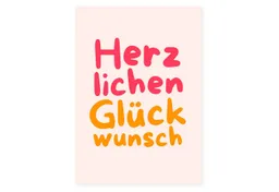 Bow & Hummingbird Bow & Hummingbird Postkarte "Herzlichen Glückwunsch" (Neon) aus Recyclingpapier – Produktbild 1 von 1