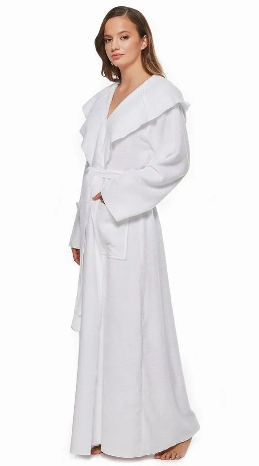 Arus Arus Damenbademantel Angel, extra lang, mit Kapuze, ideal für Zuhause & Wellness, Langform, 100% Baumwolle, Kapuze, Gürtel, mit Kapuze, extra lang, leicht, 100 % Baumwolle-Frottee, Weiß, – Produktbild 4 von 4